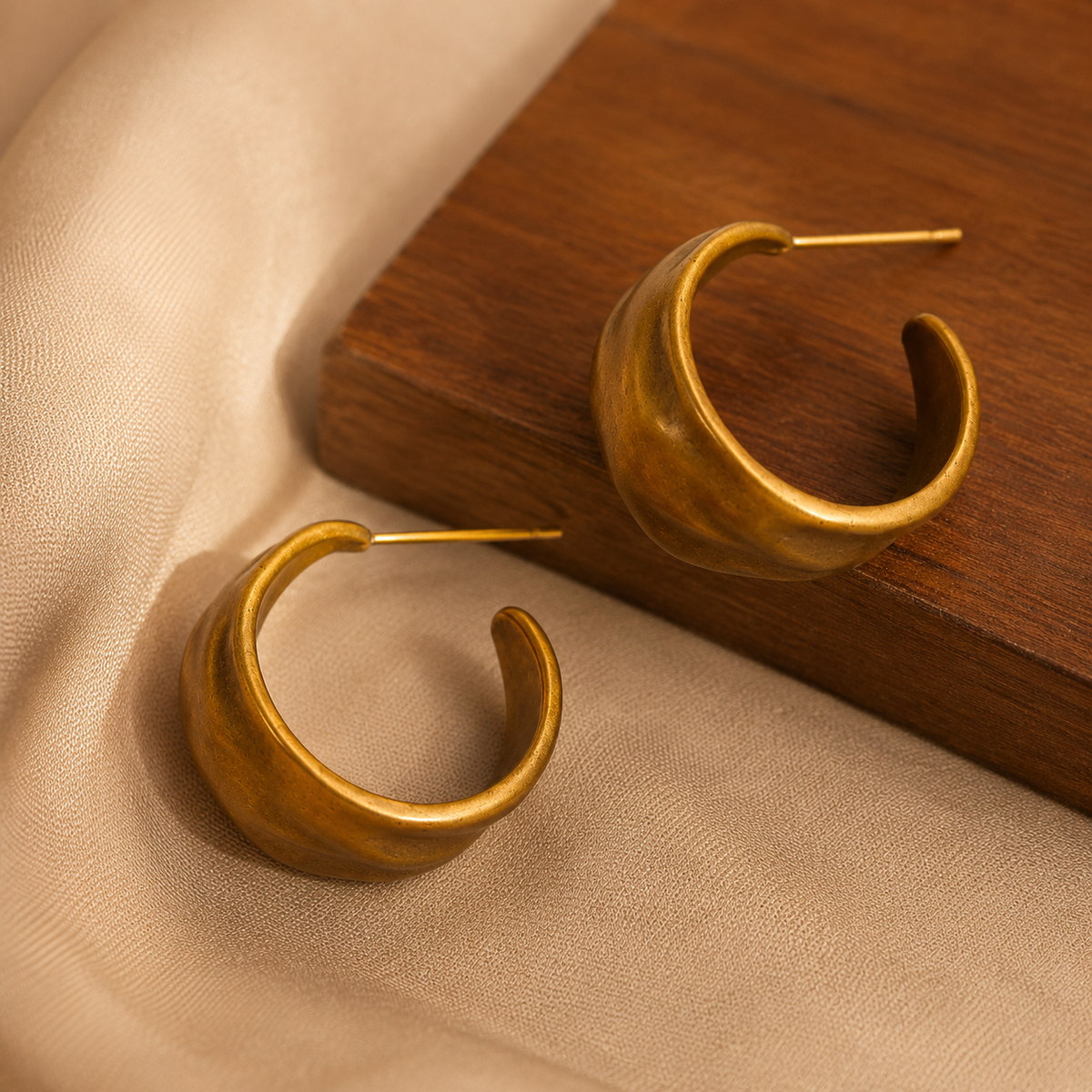 Vintage C-Shape Silver Earrings