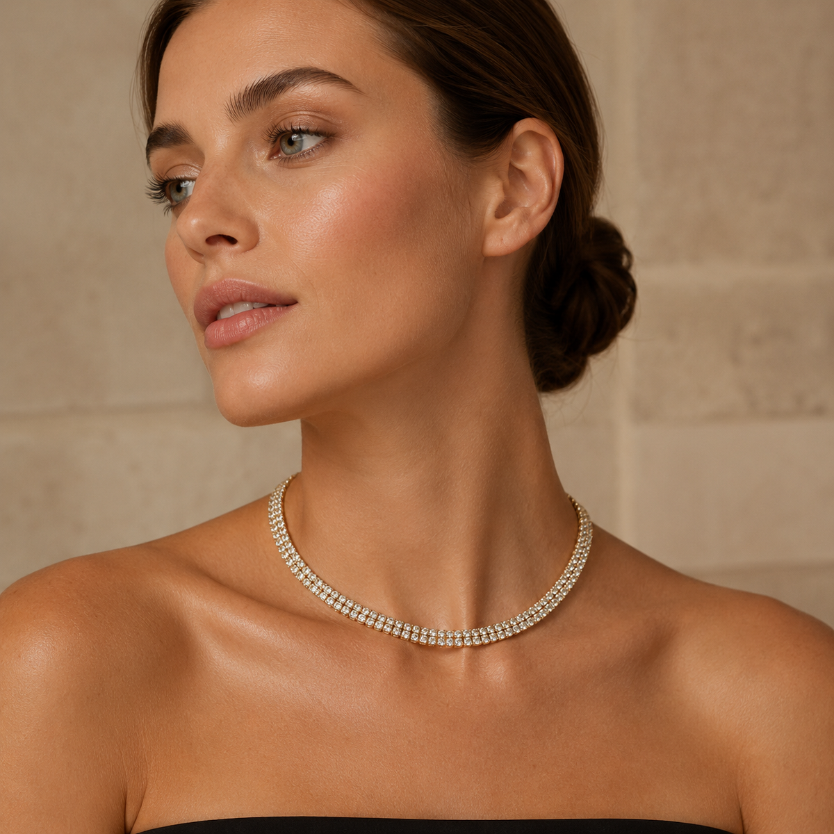 Sparkling Double-Layer Tennis Necklace
