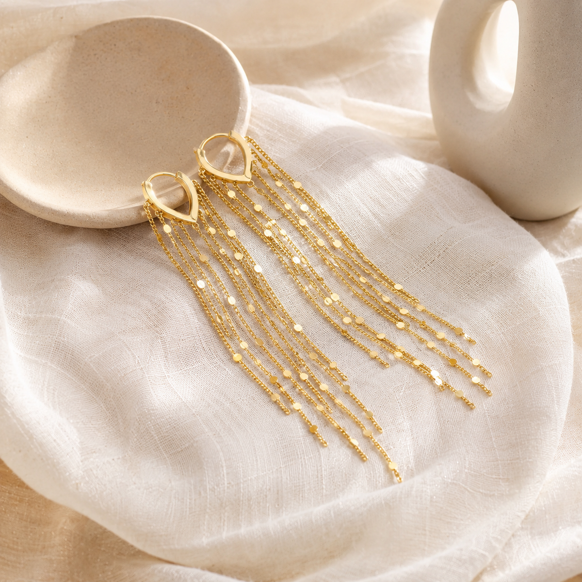 Gold Long Tassel Earrings