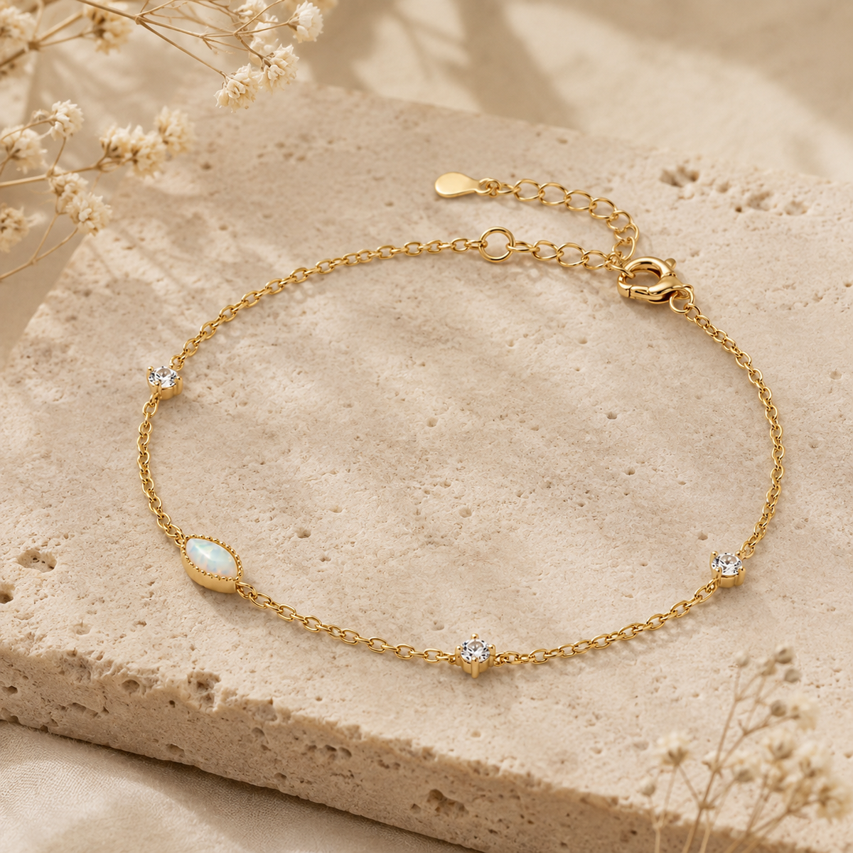 Delicate Opal Station Bracet