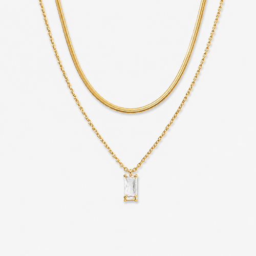 Layered Emerald CZ Pendant Necklace