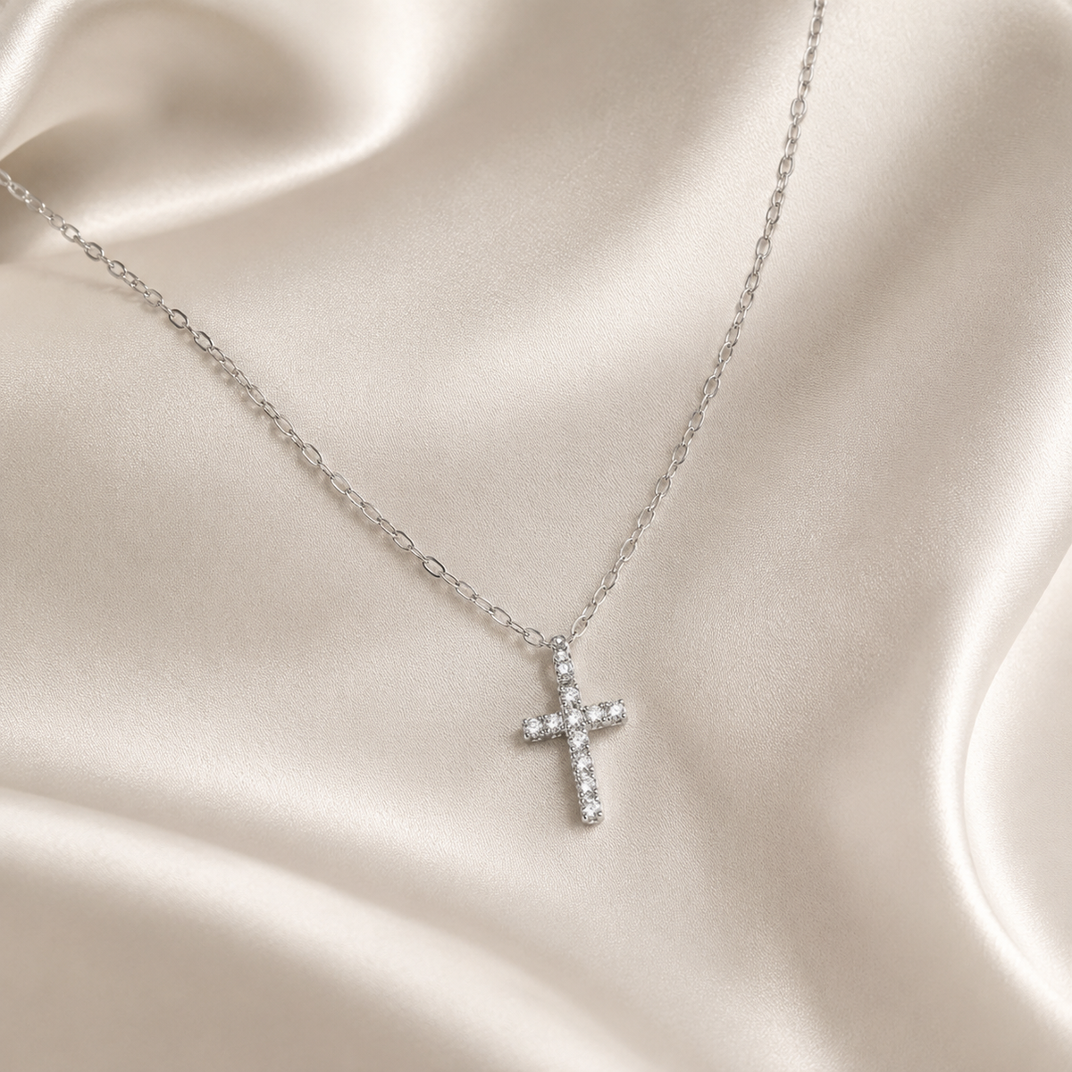 Sparkling CZ Cross Pendant Necklace