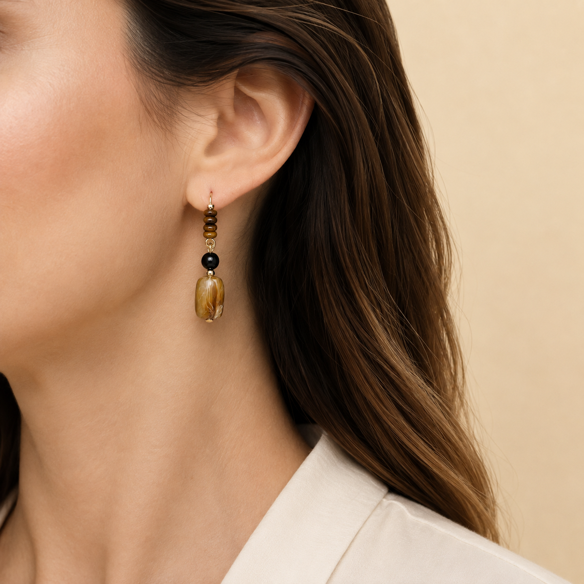 Handmade Tiger’s Eye Drop Earrings