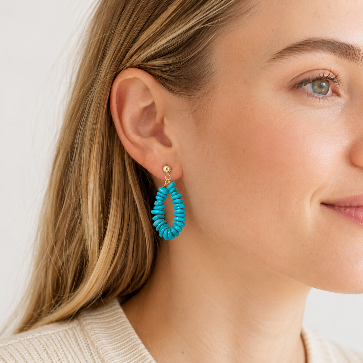 Natural Turquoise U-Shape Earrings