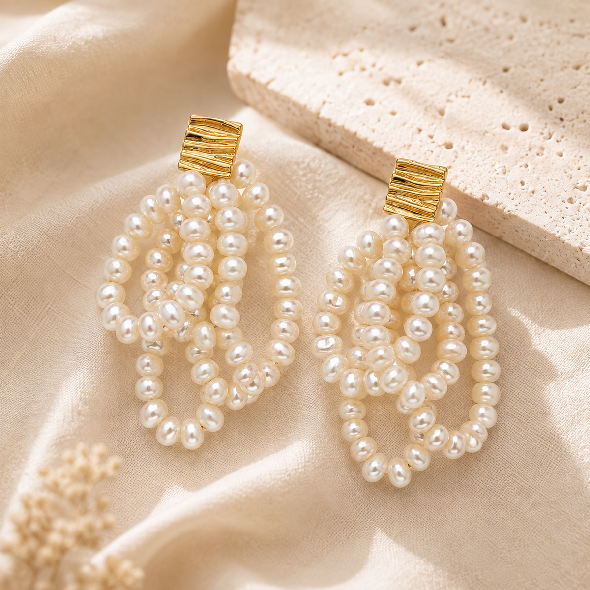 Layered Pearl Dangle Earrings
