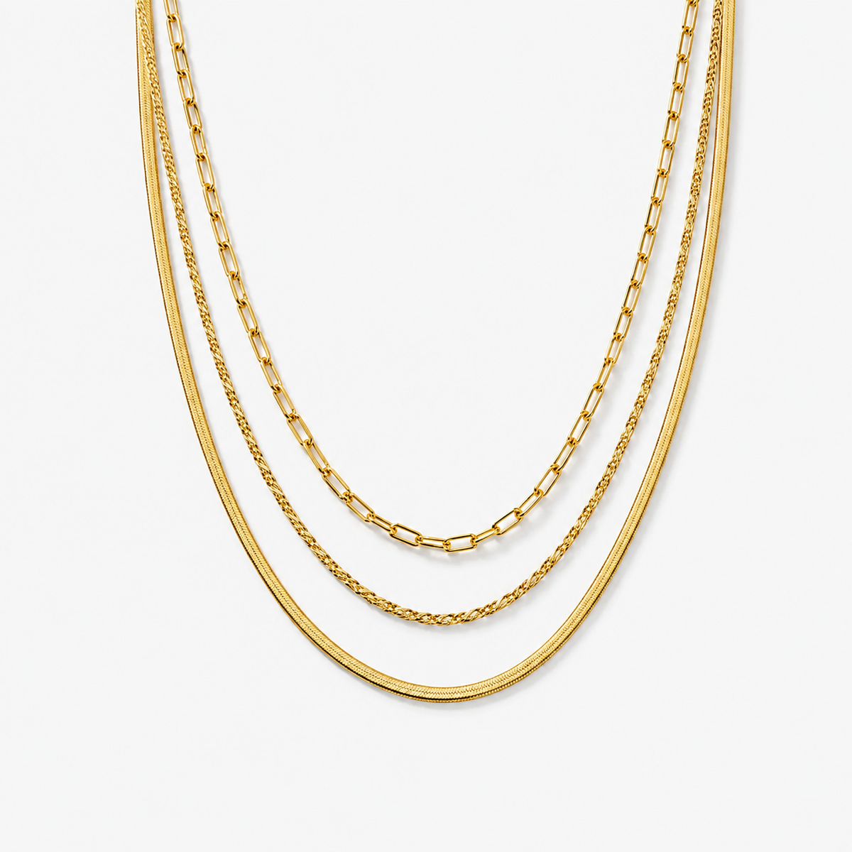 Paperclip Twisted Snake Chain Set