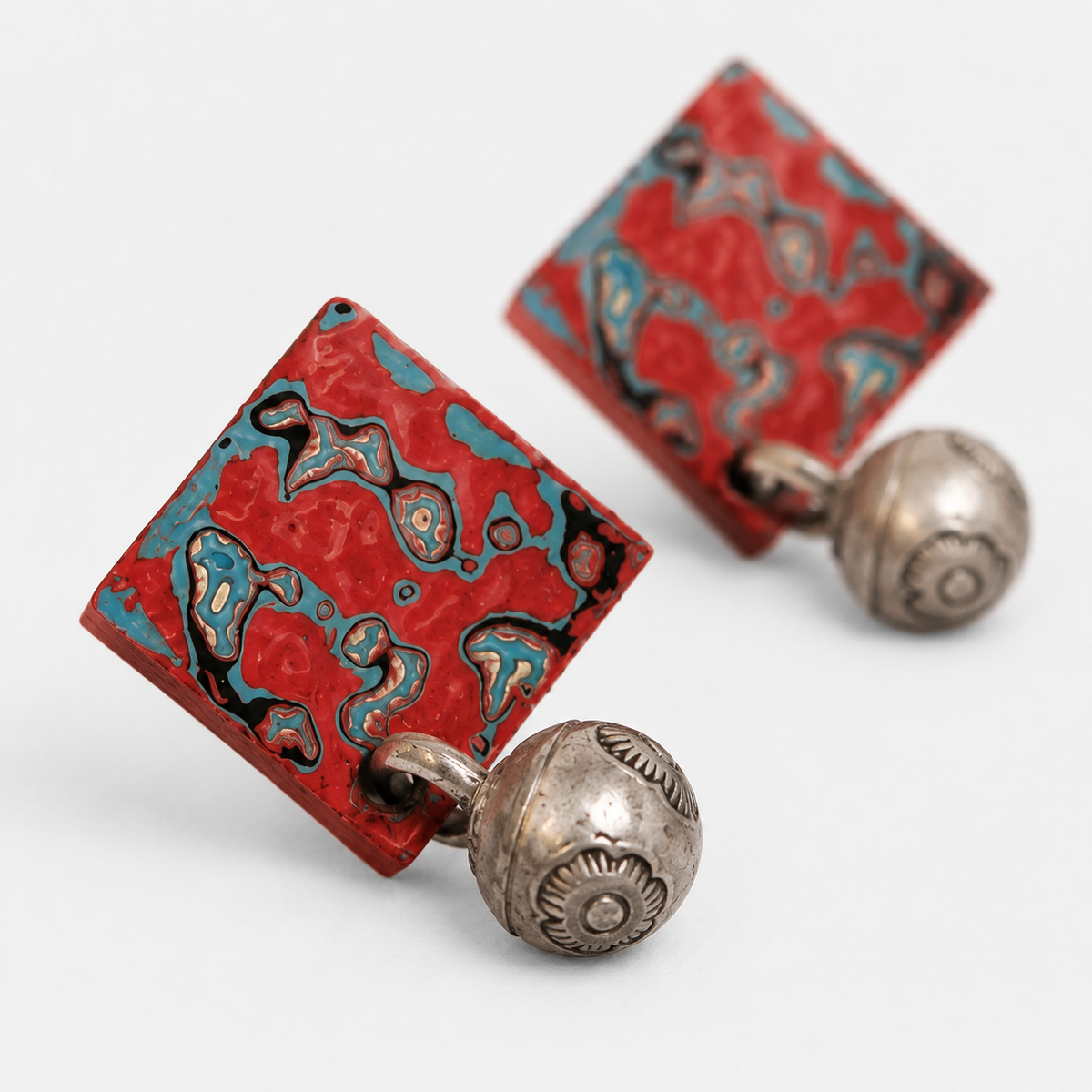 Lacquer Barrel Bead Tassel Earrings