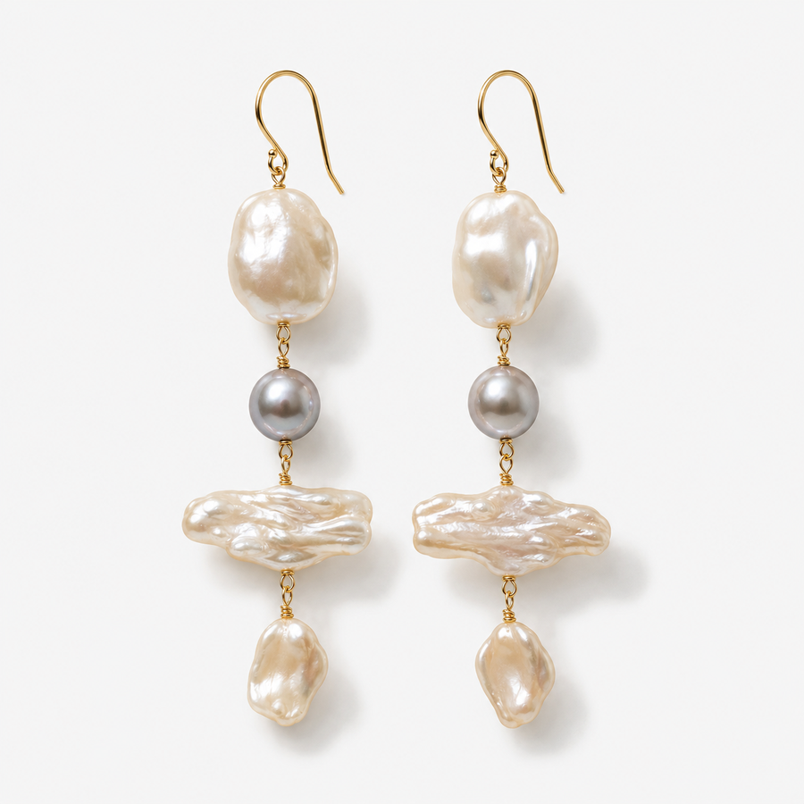 Mixed Baroque Pearl Statement Earrings