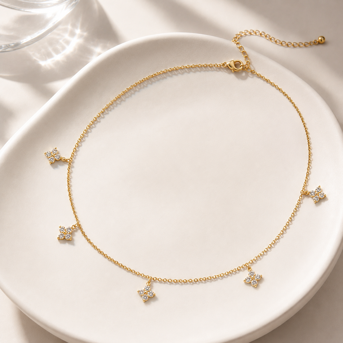 Dainty CZ Cross Choker Necklace