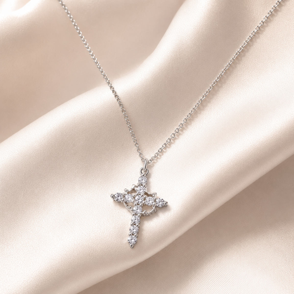 Crown Cross Pendant Necklace