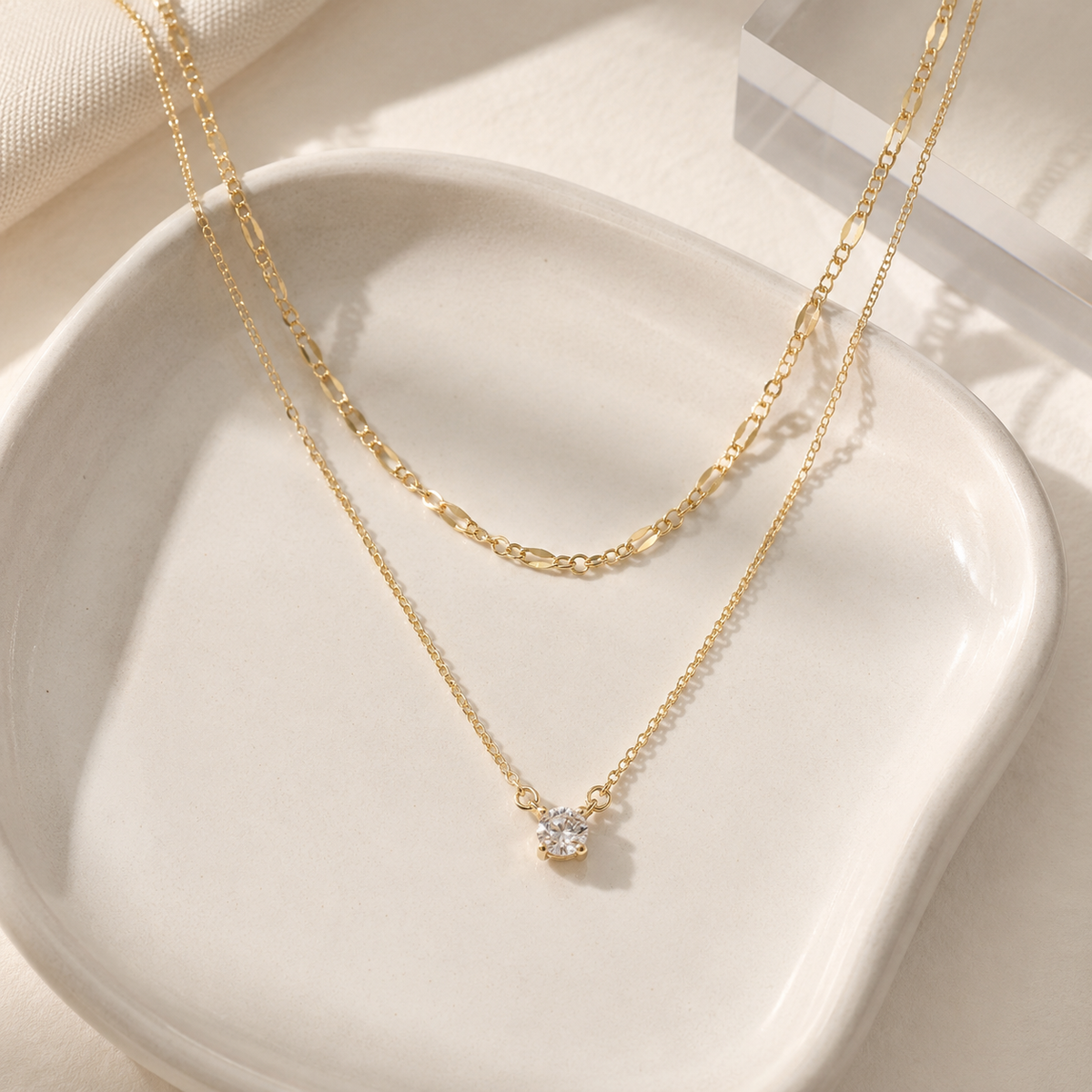 Layered CZ Chain Necklace