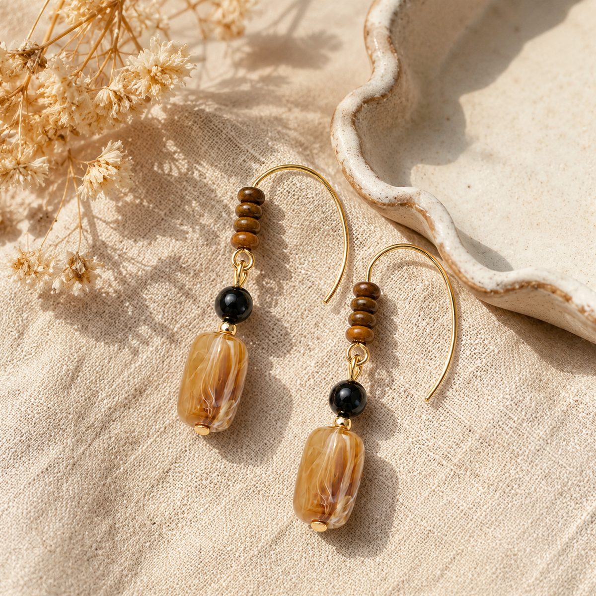 Handmade Tiger’s Eye Drop Earrings