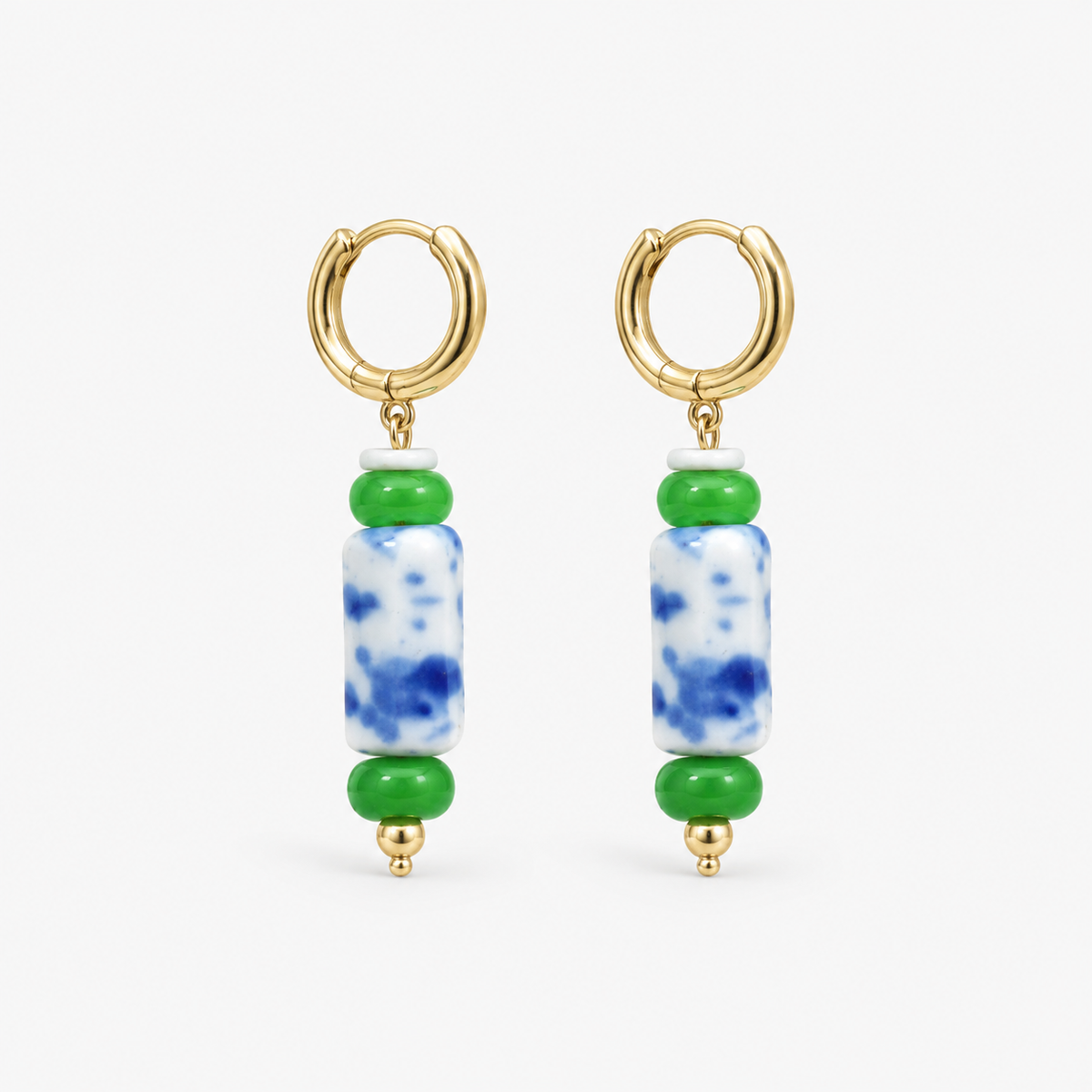 Handmade Blue White Porcelain Earrings