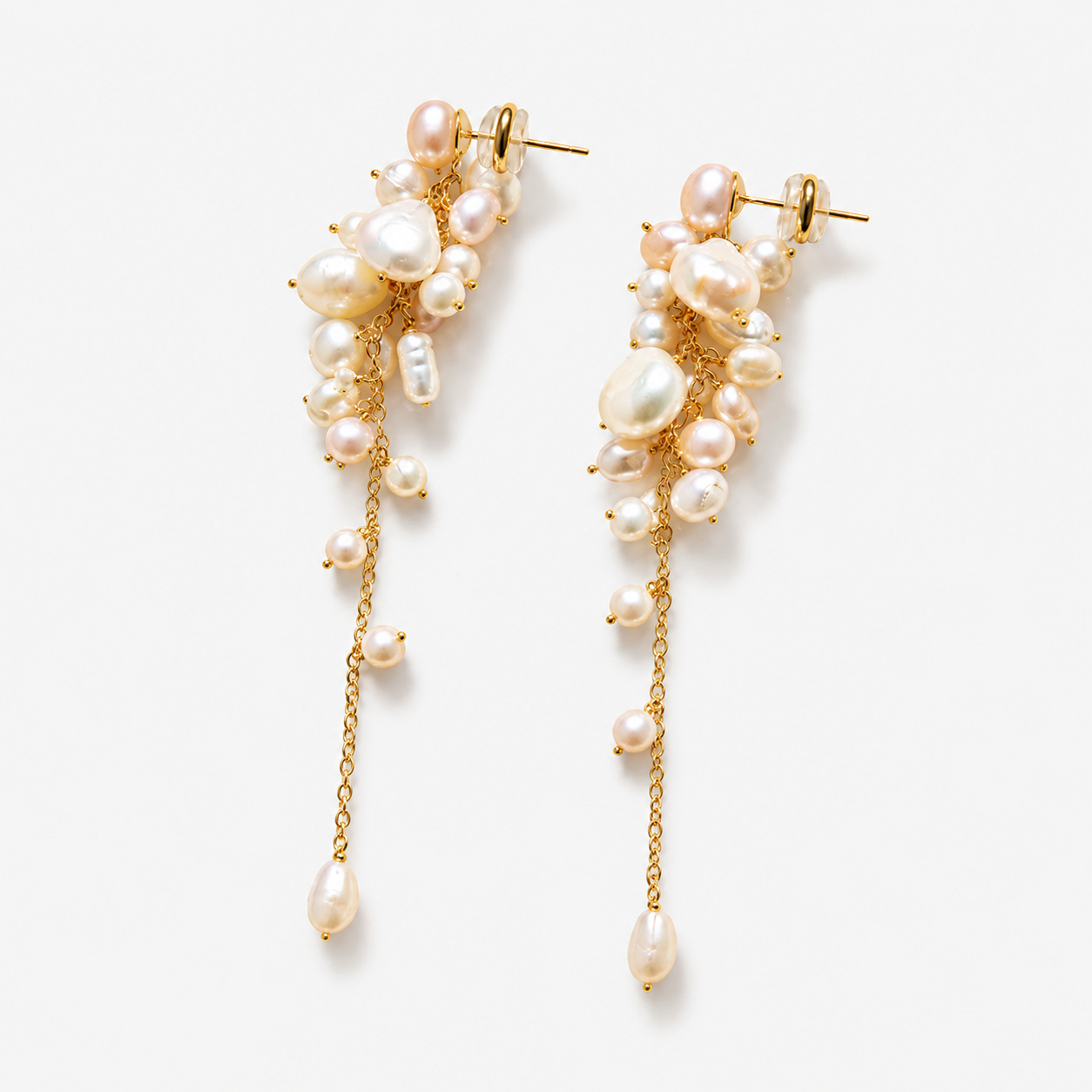 Gold Freshwater Pearl Cascade Earrings