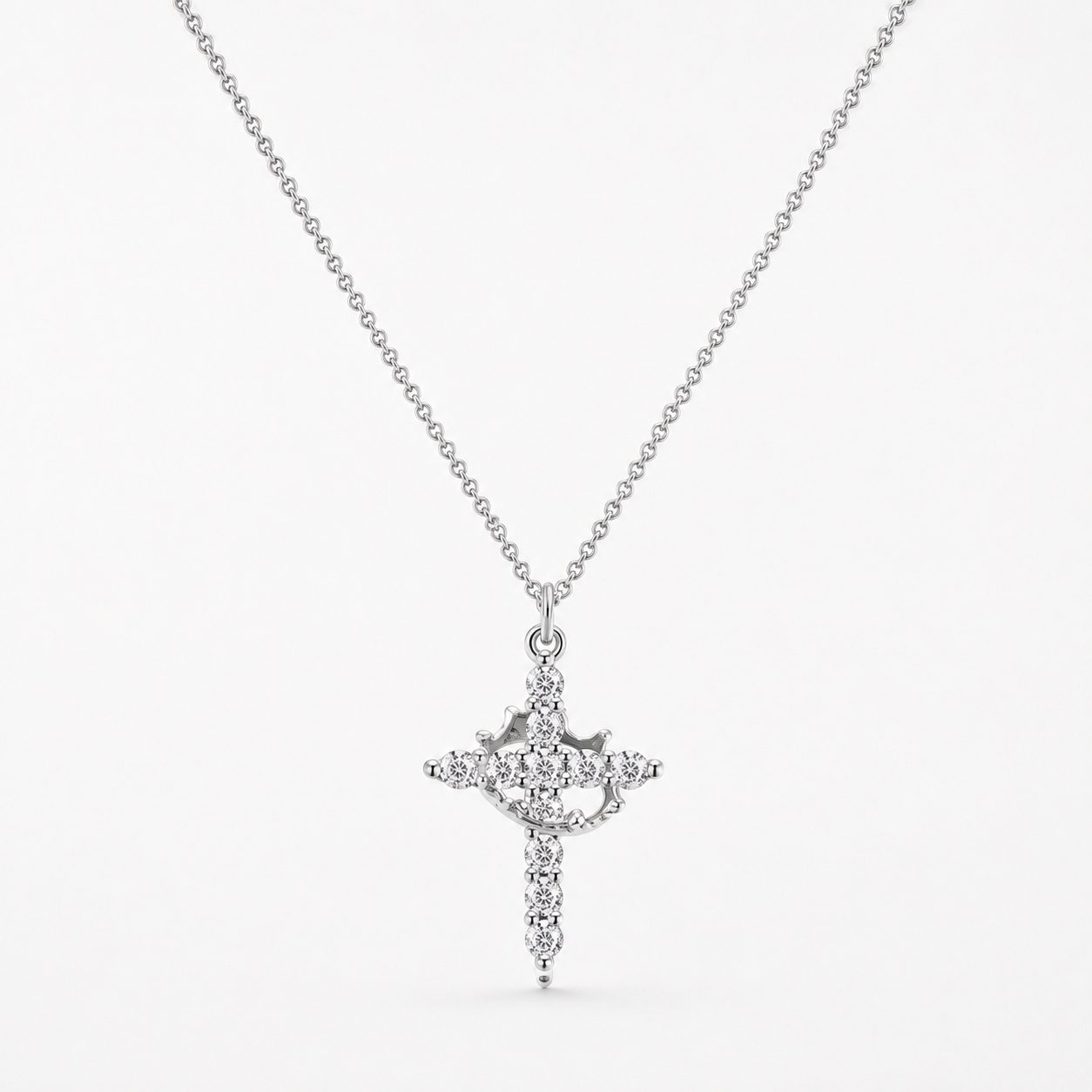 Crown Cross Pendant Necklace