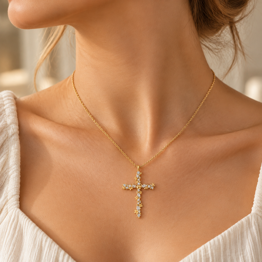 CZ Cross Pendant Necklace
