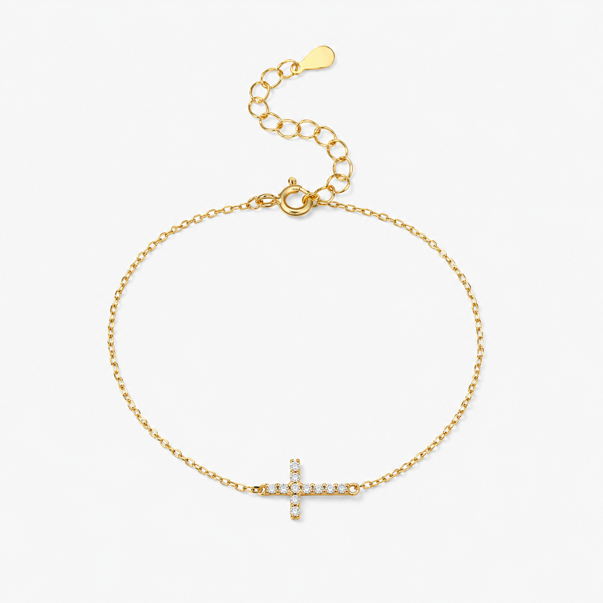 Dainty Cubic Zirconia Cross Bracelet