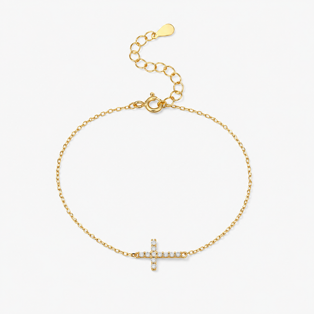 Dainty Cubic Zirconia Cross Bracelet