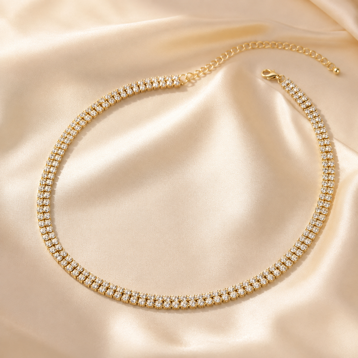 Sparkling Double-Layer Tennis Necklace