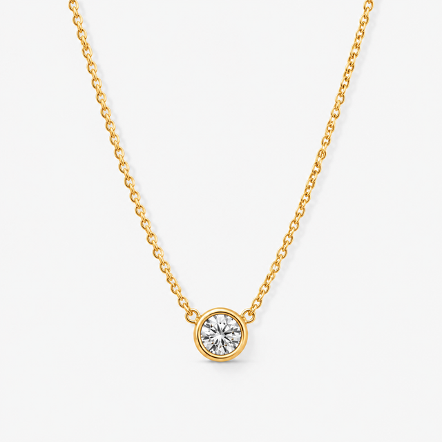 Dainty CZ Bezel Pendant Necklace