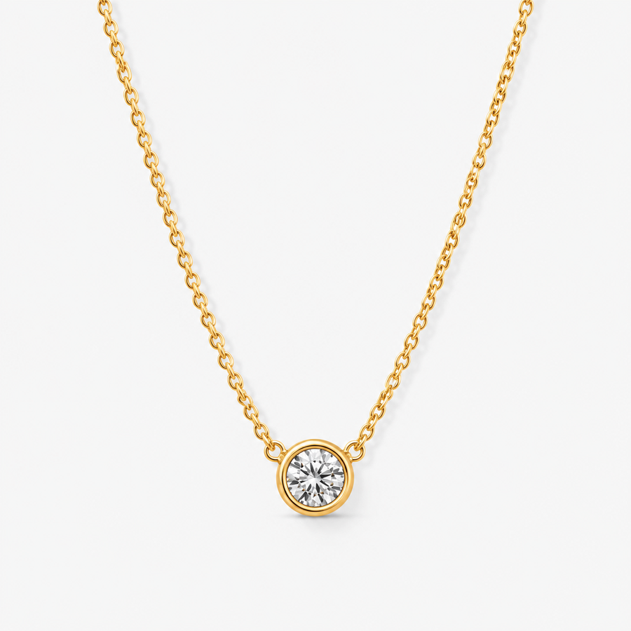 Dainty CZ Bezel Pendant Necklace