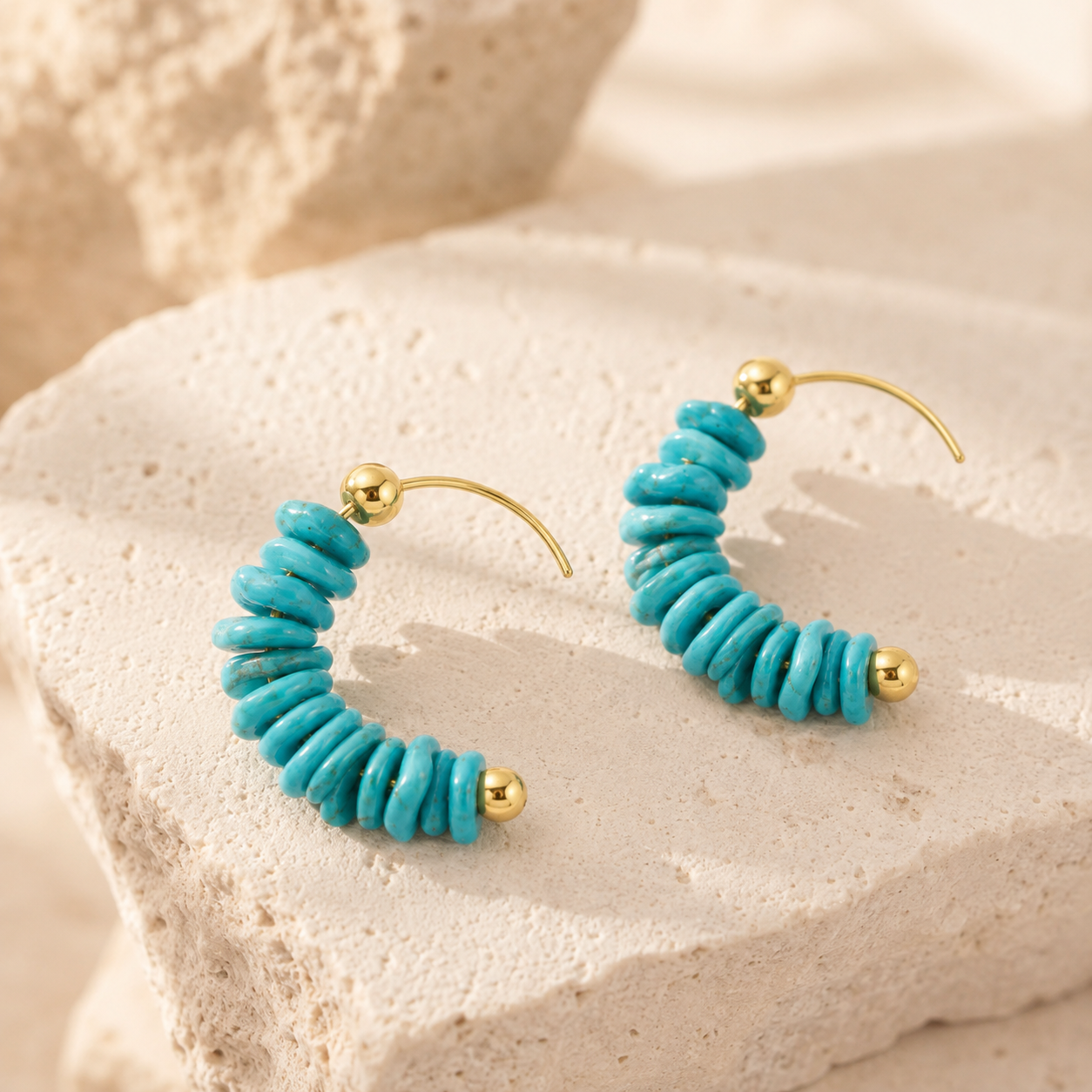 Natural Turquoise Nugget Stud Earrings
