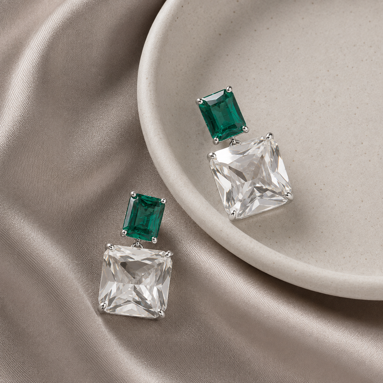 Green CZ Stud Earrings