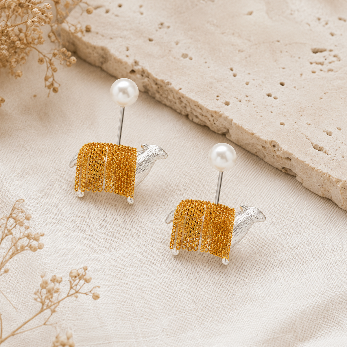 Pearl Sheep Dangle Earrings