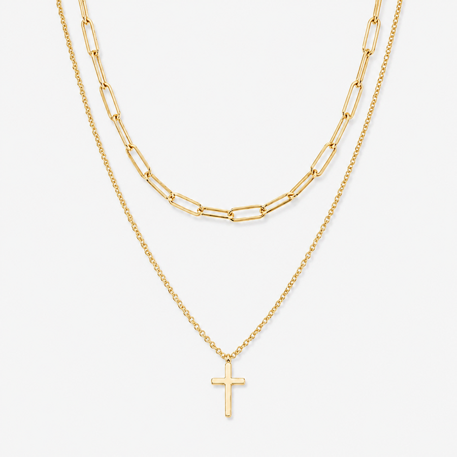 Paperclip Cross Pendant Necklace