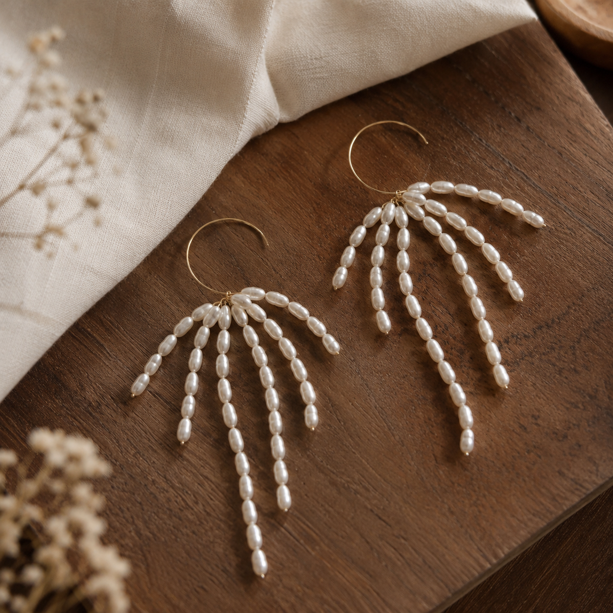 Baroque Pearl Cascade Tassel Earrings