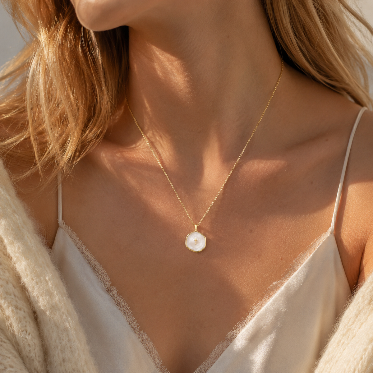 Tewiky 14K Gold Plated Cross Necklace for Women