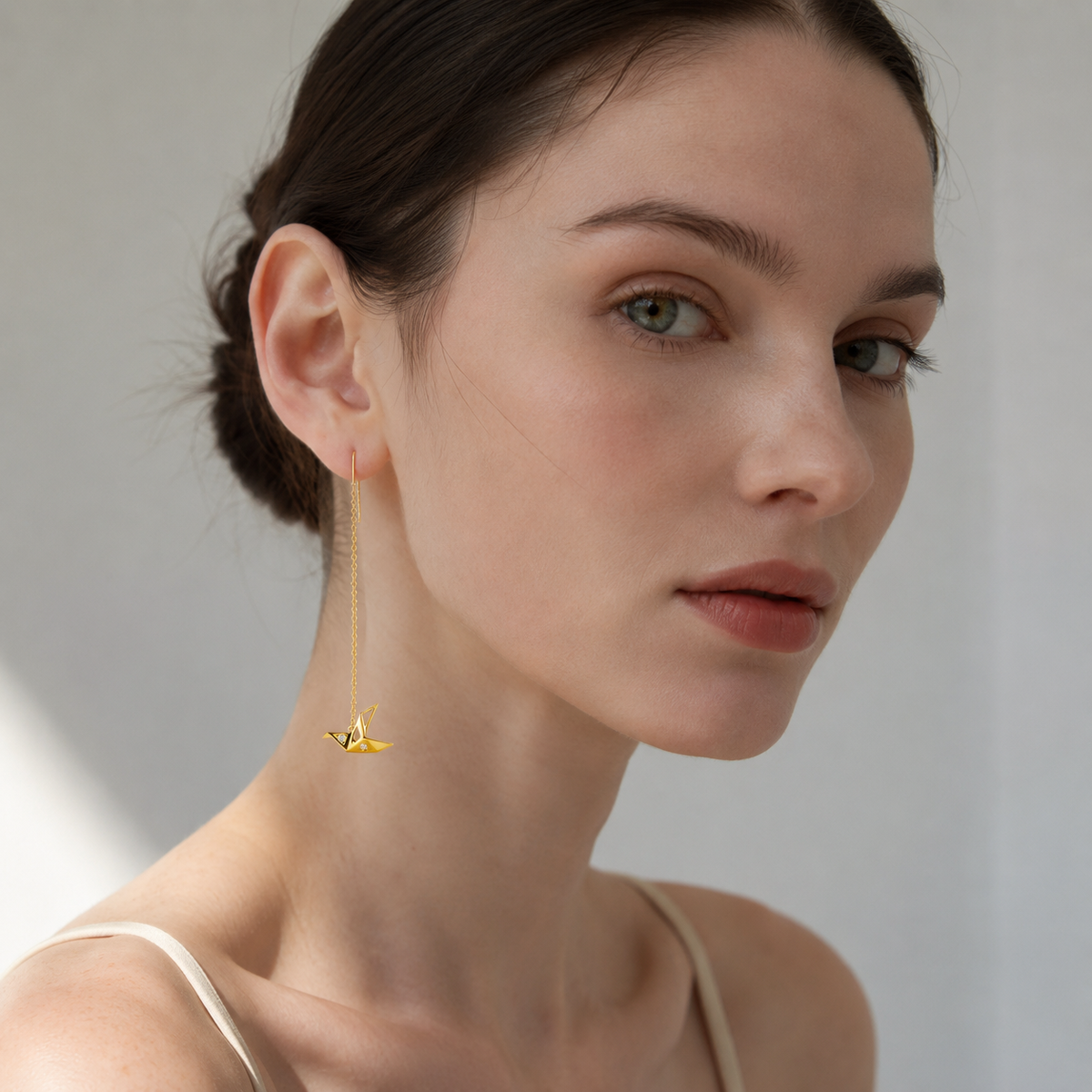 Origami Crane Threader Earrings
