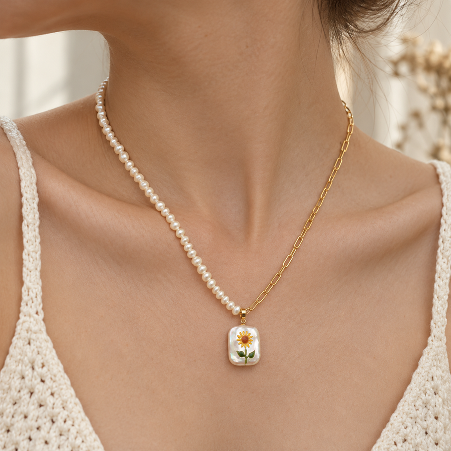 Sunflower Baroque Pearl Necklace