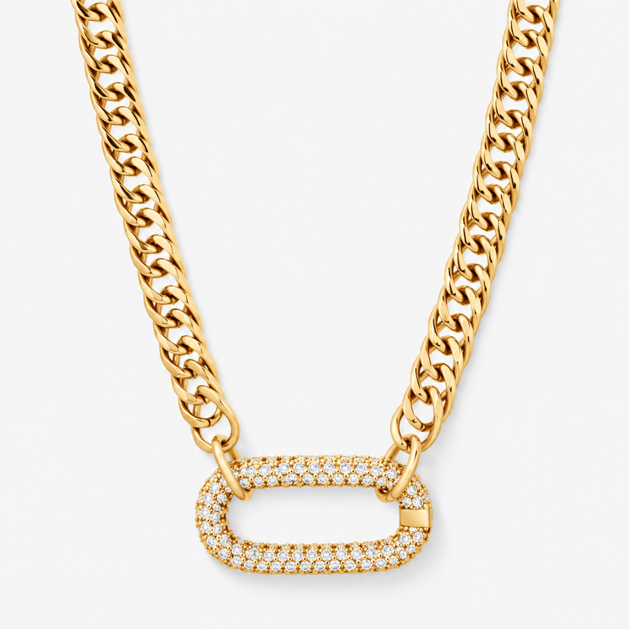 CZ Clasp Cuban Link Chain Necklace
