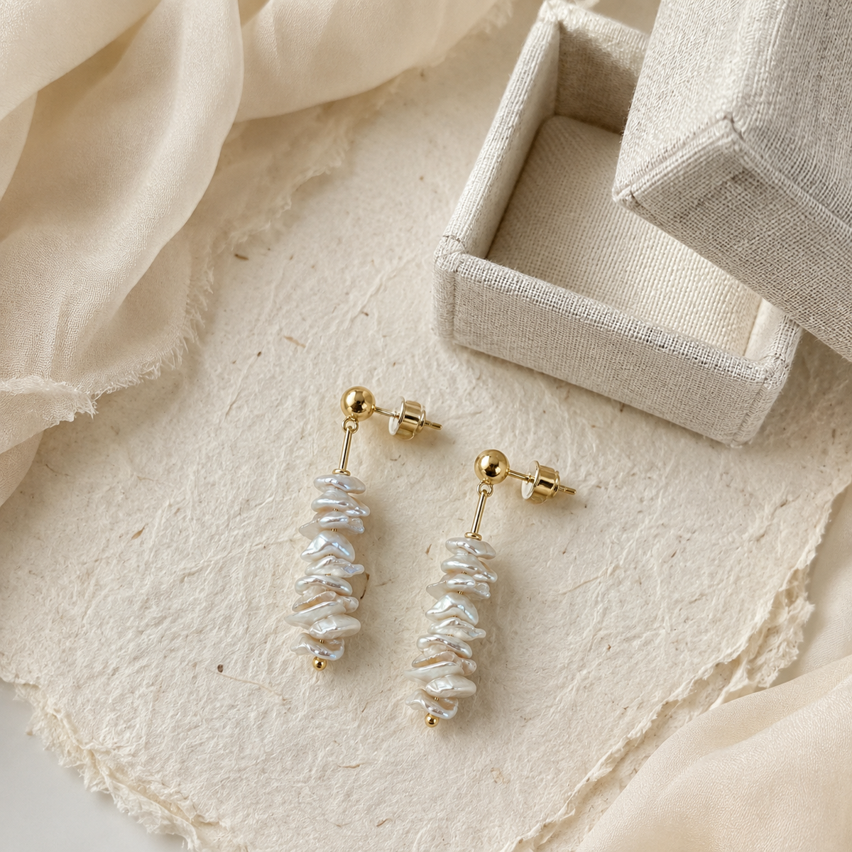 Tiny Baroque Pearl Stud Earrings