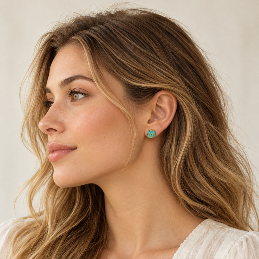 Oval Turquoise Stud Earrings