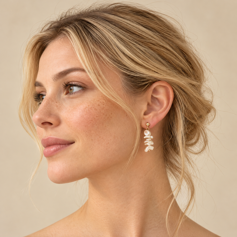 Tiny Baroque Pearl Stud Earrings