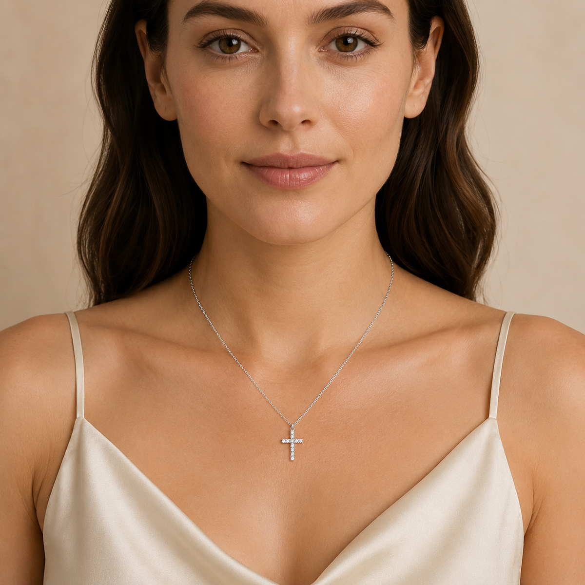 Sparkling CZ Cross Pendant Necklace