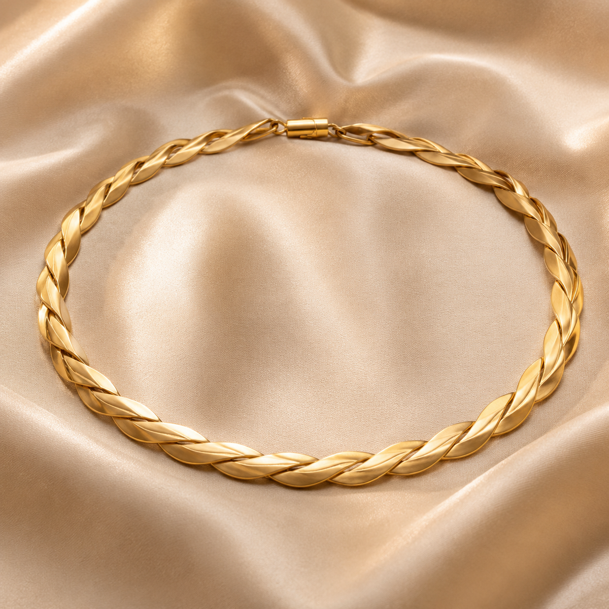 Twisted Herringbone Snake Chain Necklace