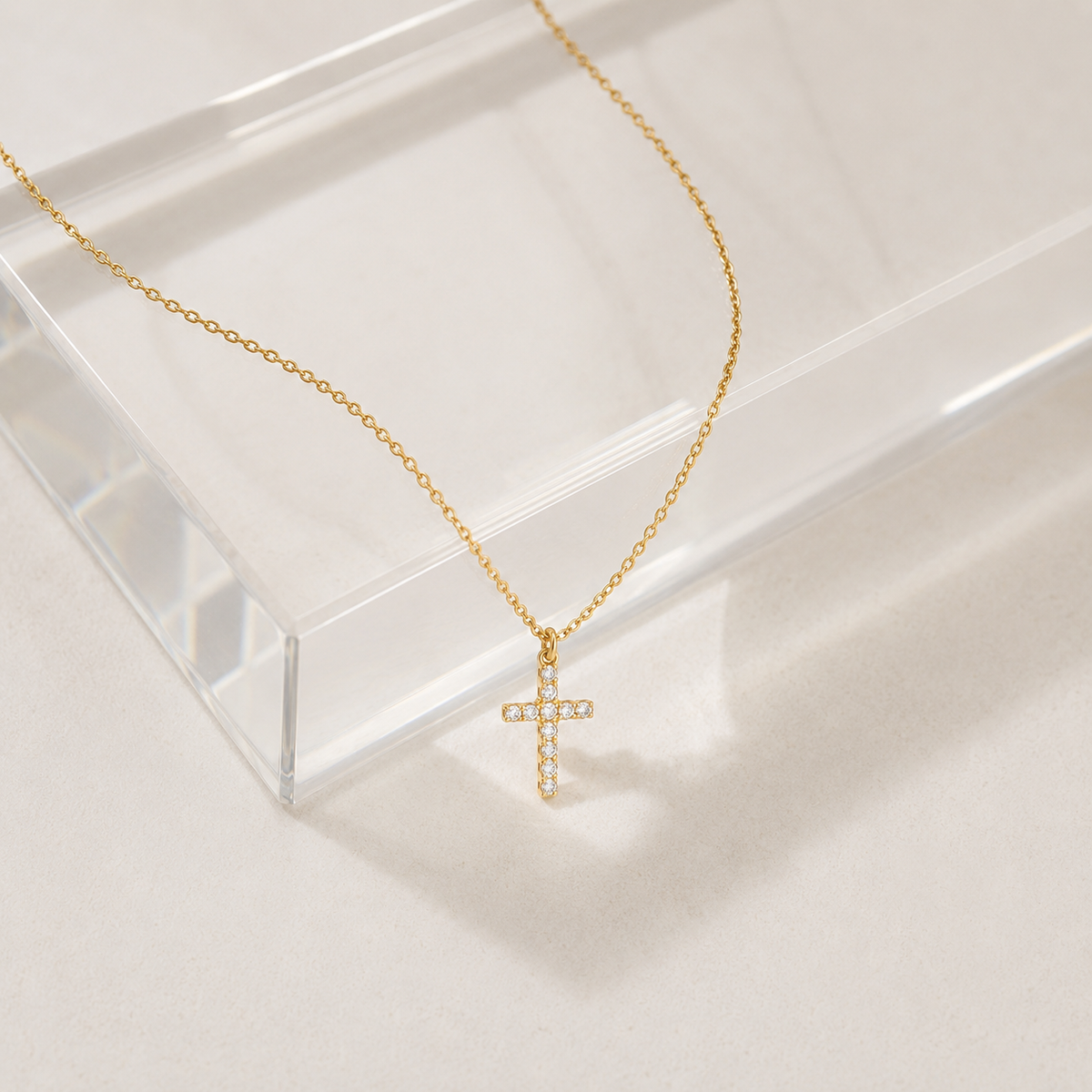 Sparkling CZ Cross Pendant Necklace