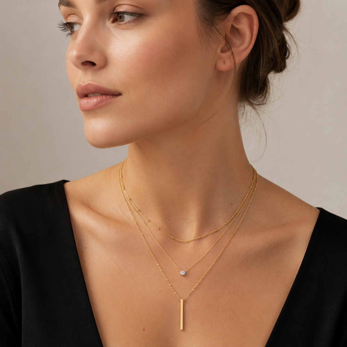 Multi-Layer CZ Bar Necklace