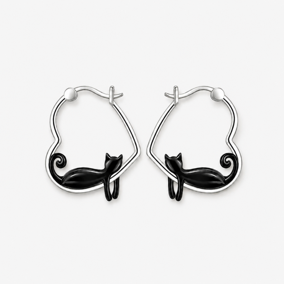 Enamel Cat Hoop Earrings