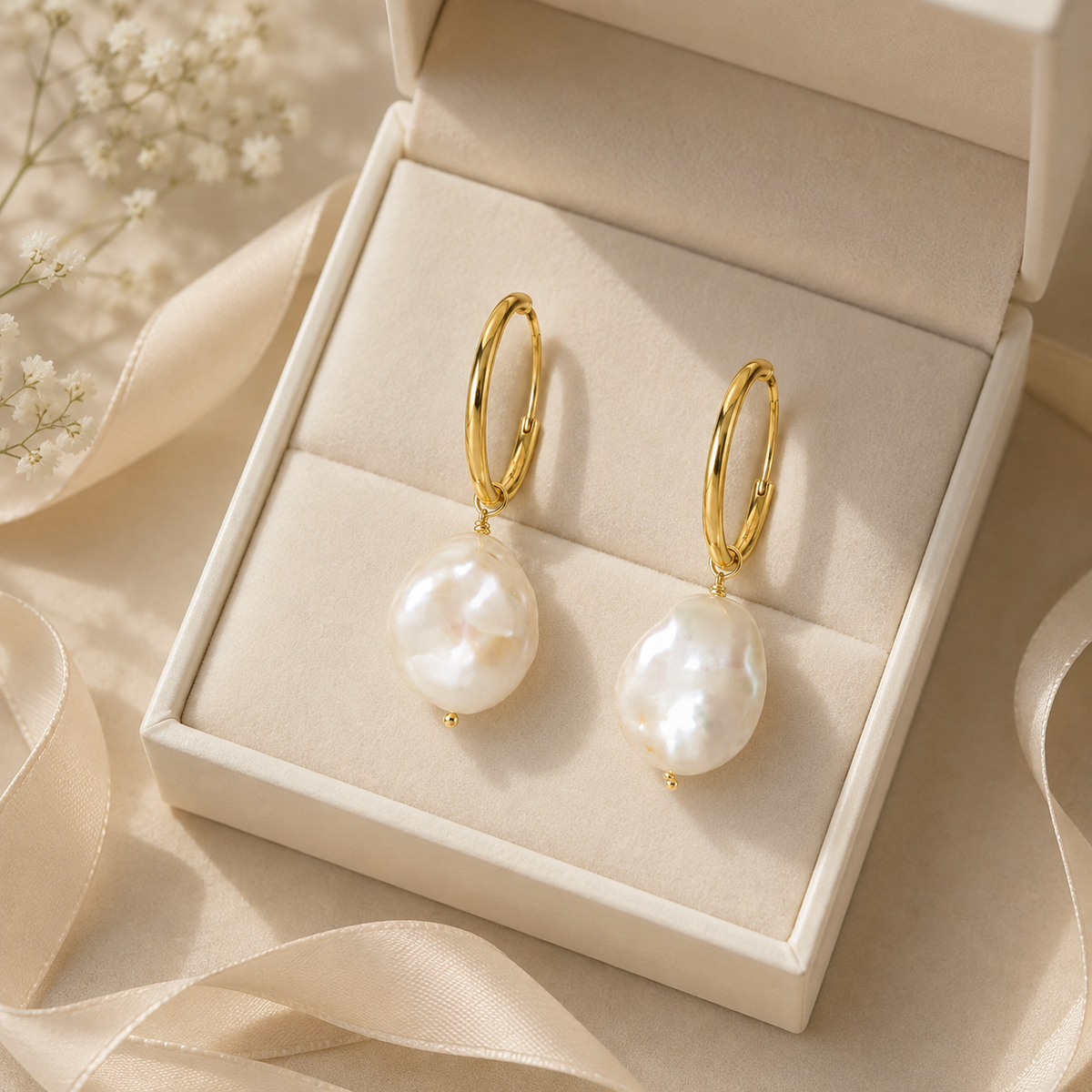Natural Baroque Pearl Drop Earrings