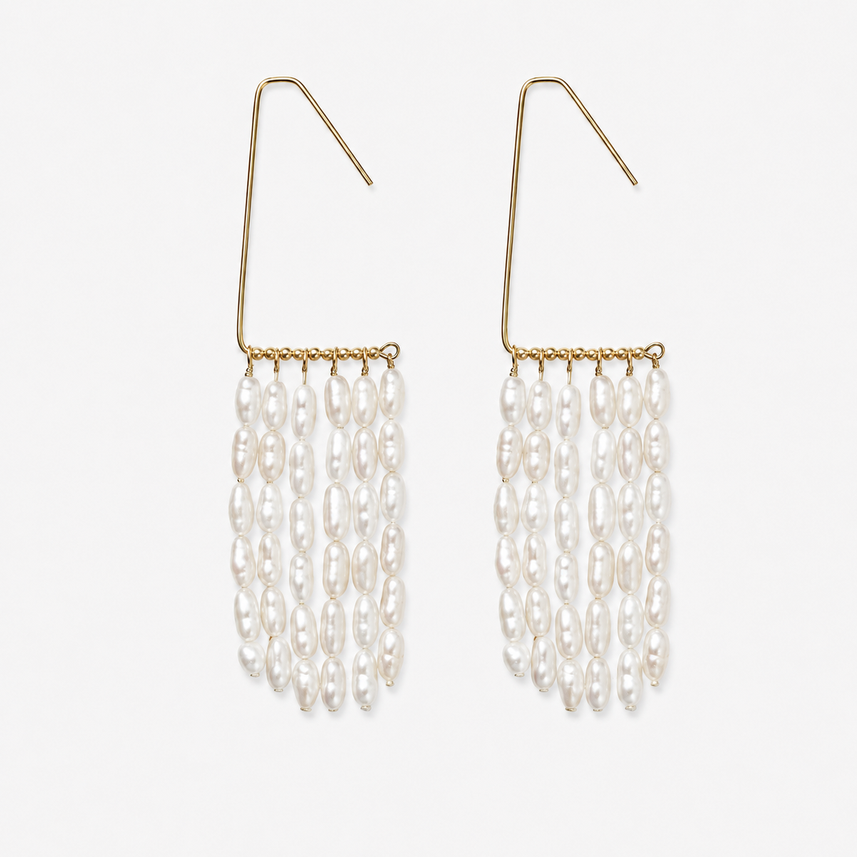 Natural Pearl Statement Tassel Earrings