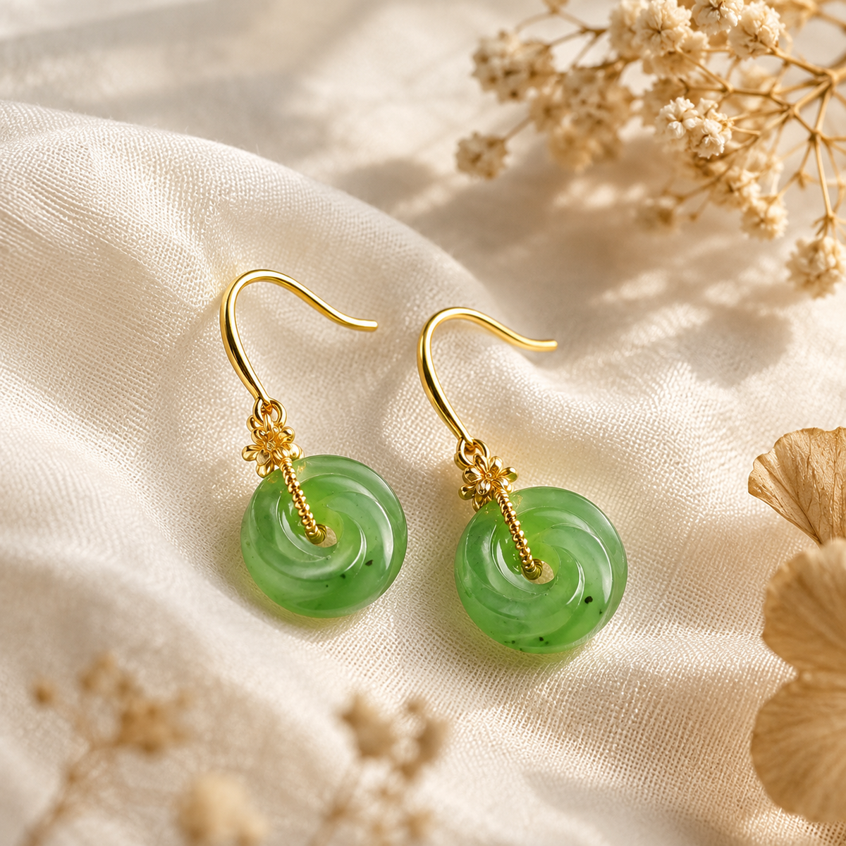 Hetian Jasper Dangle Earrings