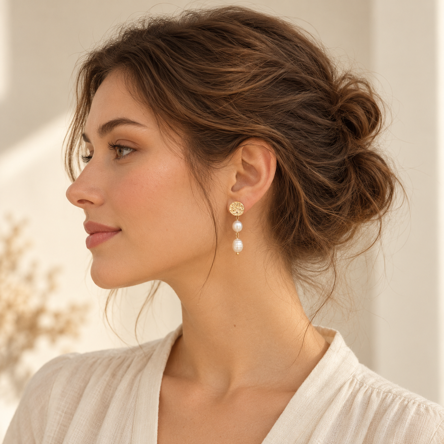 Baroque Freshwater Pearl Drop Stud Earrings