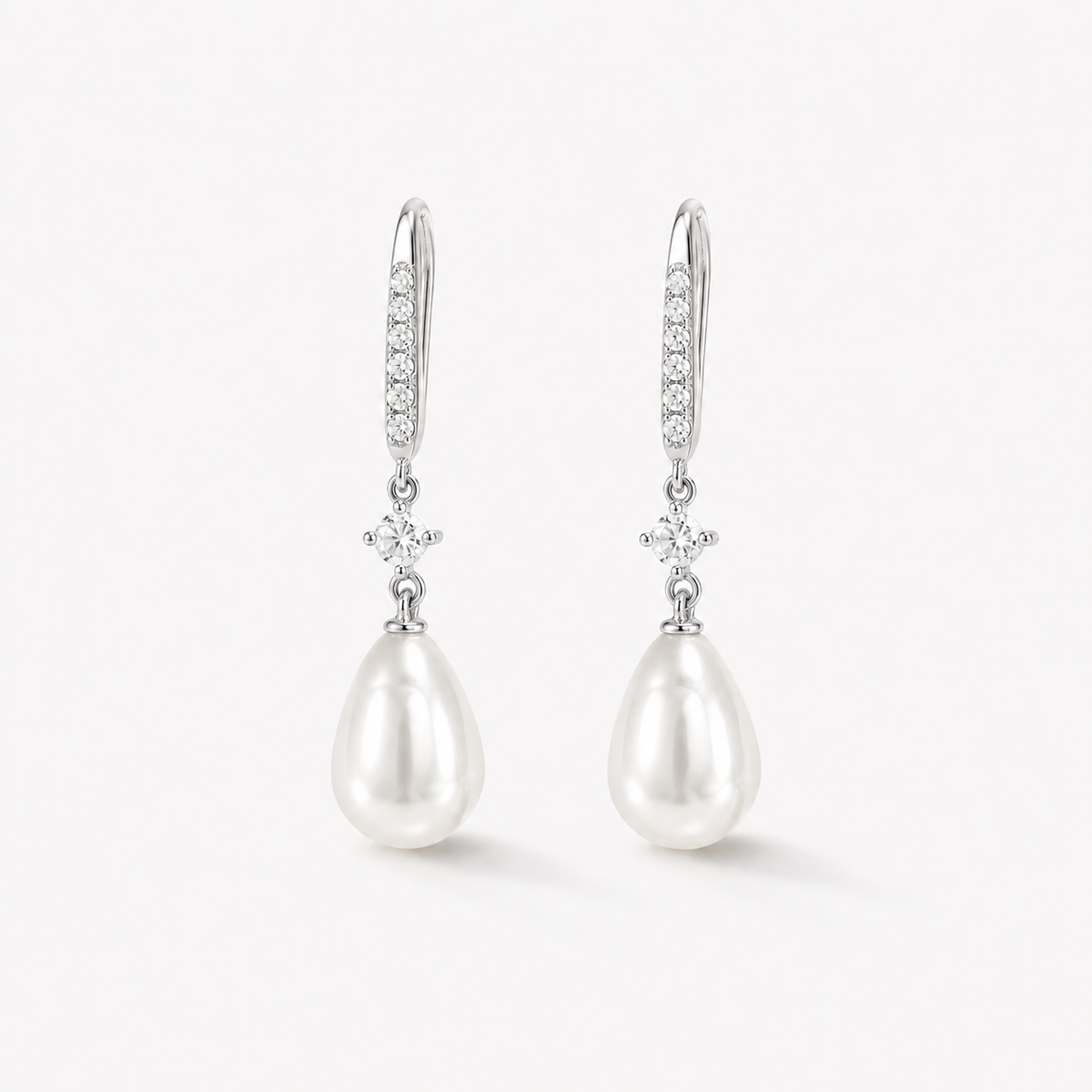 Teardrop Pearl  Crystal Earrings