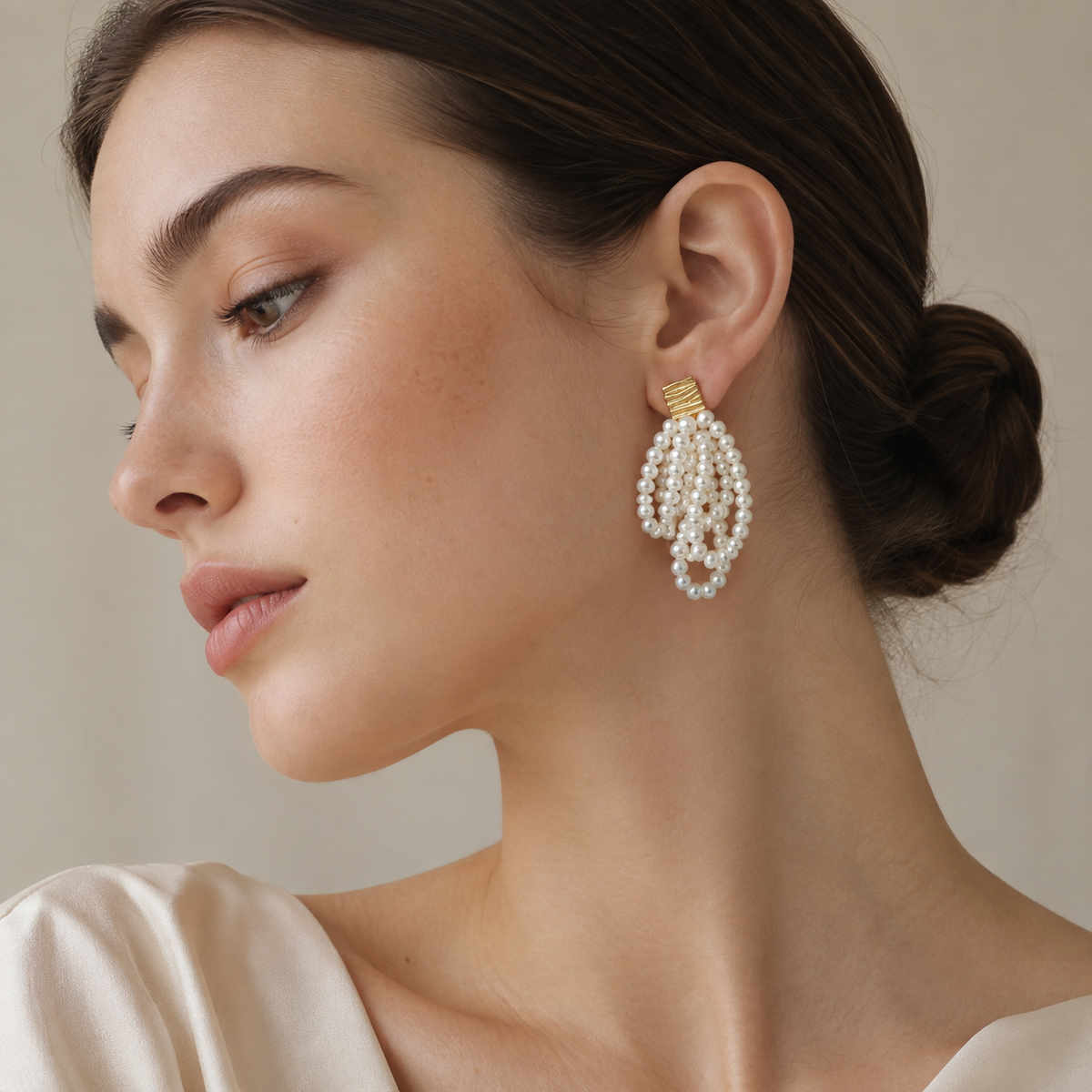 Layered Pearl Dangle Earrings