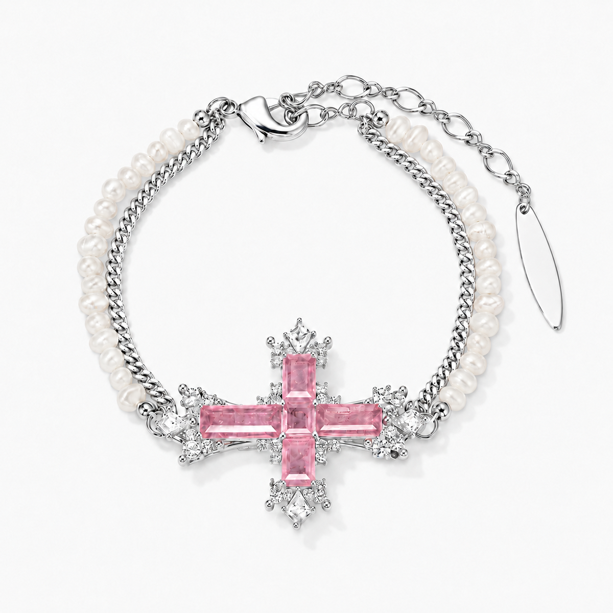 Freshwater Pearl Paraiba Cross Bracelet