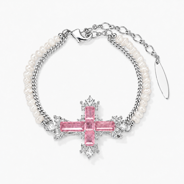 Freshwater Pearl Paraiba Cross Bracelet